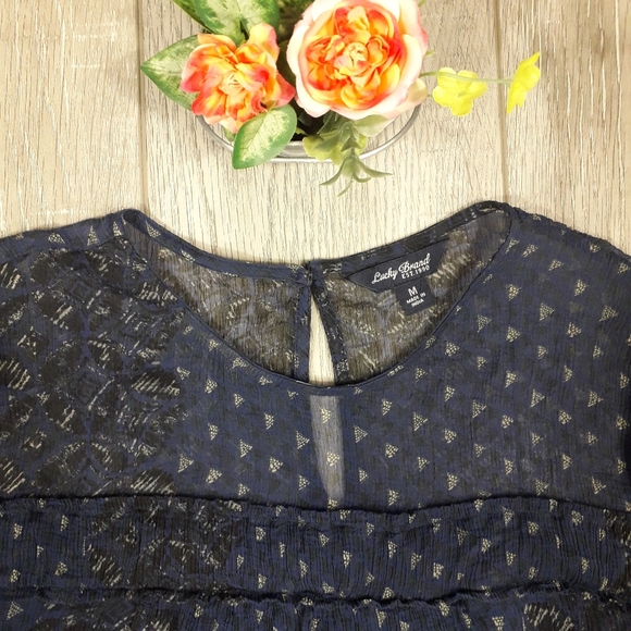 Lucky Brand flowy slighty sheer Peasant Top - Picture 3 of 13